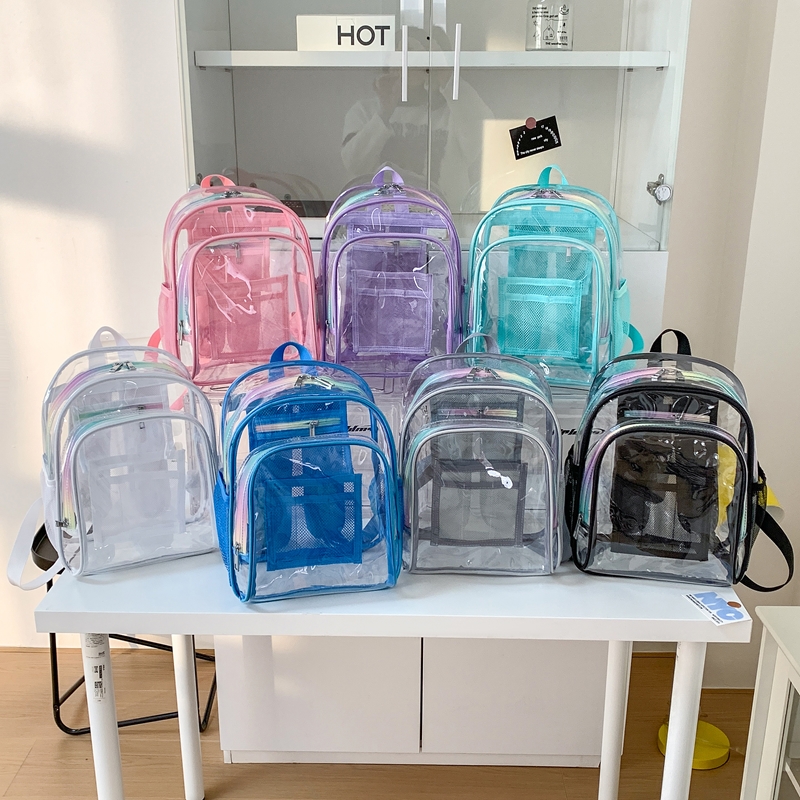 Women Bags Sale - Рюкзак из ПВХ с прозрачной молнией,