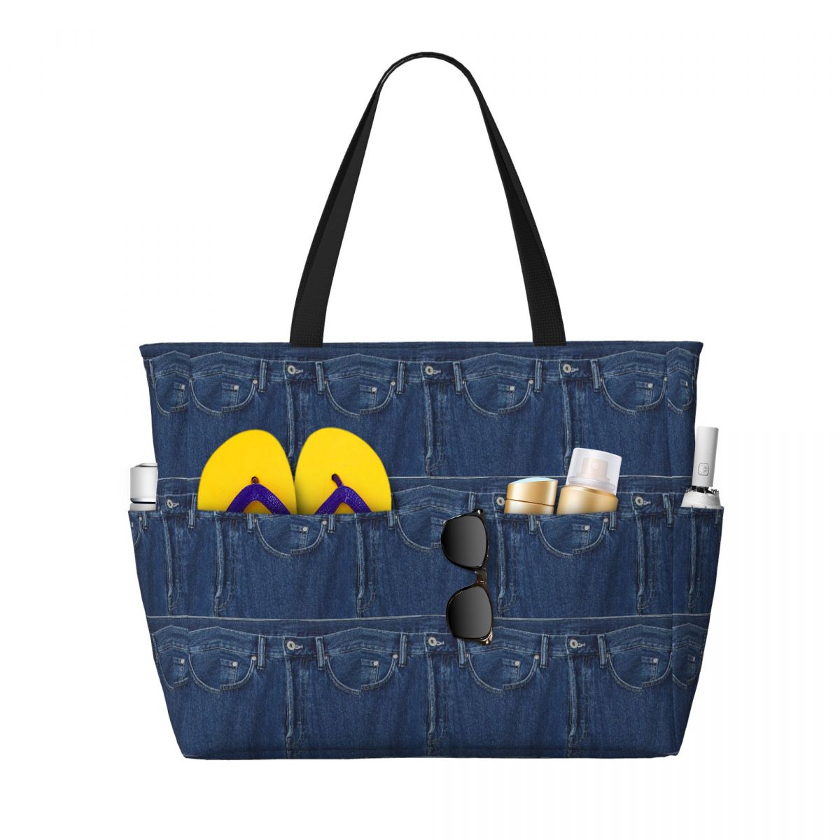 Women Bags Jeans - Синяя джинсовая сумка-тоут с классической текстурой,